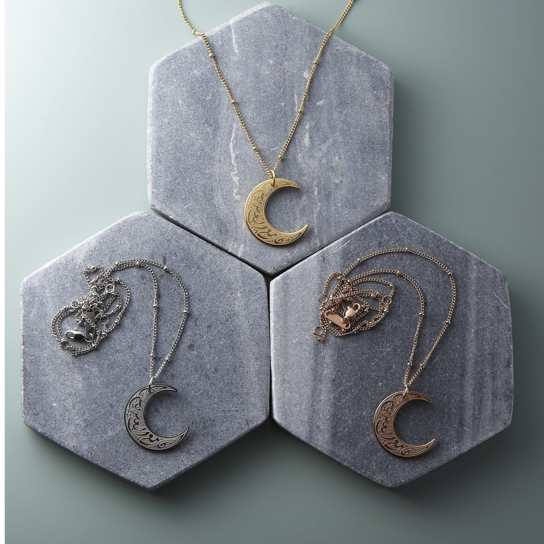 "With adversity comes ease" | Moon Necklace for Women