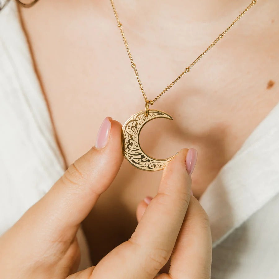"With adversity comes ease" | Moon Necklace for Women