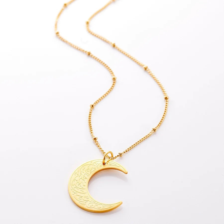 "With adversity comes ease" | Moon Necklace for Women
